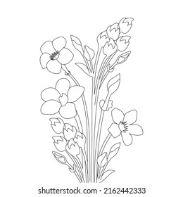 allamanda flower illustration with creative line art design for print coloring page