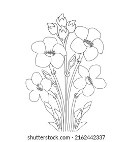 allamanda flower illustration with creative line art design for print coloring page