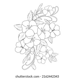 allamanda flower illustration with creative line art design for print coloring page