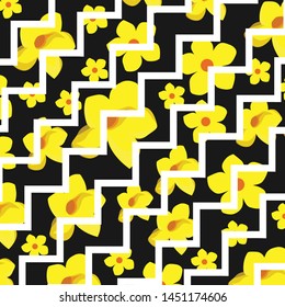 allamanda flowers background vector, with yellow and black, zigzag shape.eps10