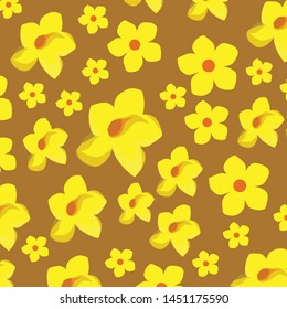 allamanda flowers pattern background vector with yellow and brown.eps10