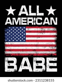 All-American Babe With USA Flag Patriot Design