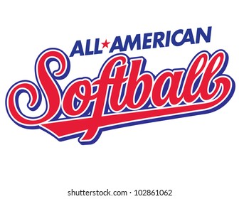 All-American Softball Vector Lettering