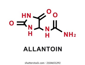 Fórmula química de la alantoína. Estructura molecular química de la alantoína. Ilustración del vector