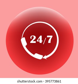 All-day customer support call-center. Flat vector icon