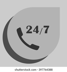 All-day customer support call-center. Flat vector icon