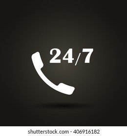 All-day customer support call-center. Flat vector icon
