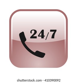 All-day customer support call-center. Flat vector icon