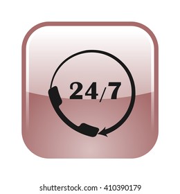 All-day customer support call-center. Flat vector icon