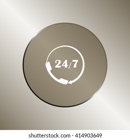 All-day customer support call-center. Flat vector icon