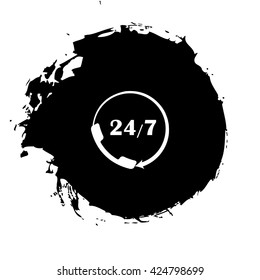All-day customer support call-center. Flat vector icon