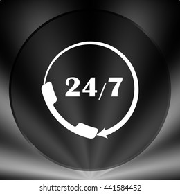 All-day customer support call-center. Flat vector icon