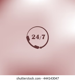 All-day customer support call-center. Flat vector icon