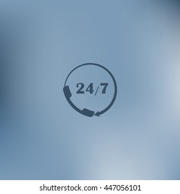 All-day customer support call-center. Flat vector icon