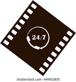 All-day customer support call-center. Flat vector icon