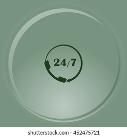 All-day customer support call-center. Flat vector icon