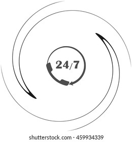 All-day customer support call-center. Flat vector icon