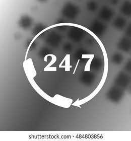 All-day customer support call-center. Flat vector icon