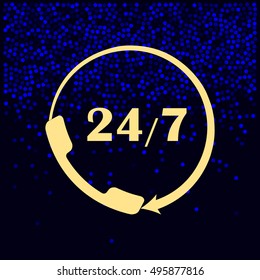 All-day customer support call-center. Flat vector icon