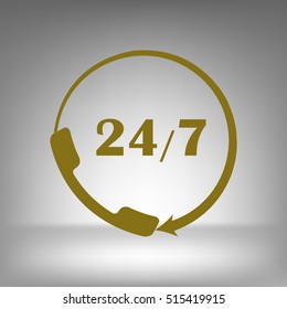 All-day customer support call-center. Flat vector icon