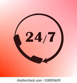 All-day customer support call-center. Flat vector icon