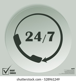 All-day customer support call-center. Flat vector icon