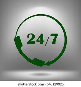 All-day customer support call-center. Flat vector icon