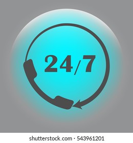 All-day customer support call-center. Flat vector icon