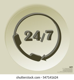 All-day customer support call-center. Flat vector icon