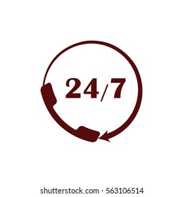 All-day customer support call-center. Flat vector icon
