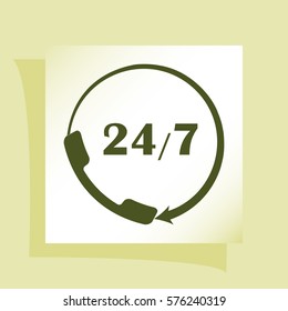 All-day customer support call-center. Flat vector icon