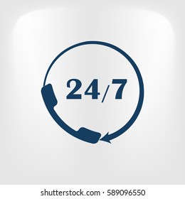 All-day customer support call-center. Flat vector icon