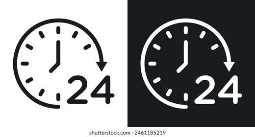 All-Day Service Icon Set. 24-Hour Assistance Vector Symbol.