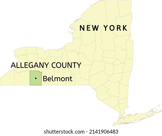 Allegany County And Village Of Belmont Location On New York State Map