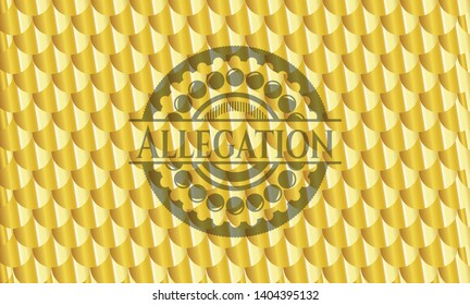 Allegation golden badge or emblem. Scales pattern. Vector Illustration. Detailed.