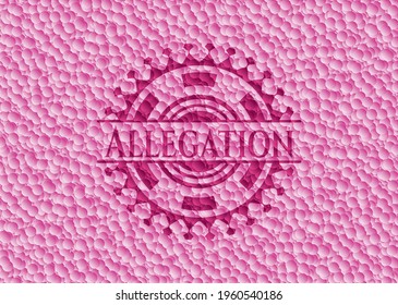Allegation pink emblem with bubbles background. Vintage. Vector Illustration. Detailed. 
