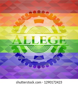 Allege emblem on mosaic background with the colors of the LGBT flag