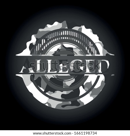 Alleged grey camouflaged emblem. Vector Illustration.