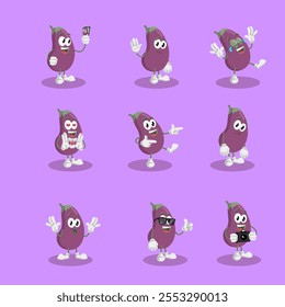 All-Eggplant Star Mascot Logo Design Perfect for Creative, Fun, and Unique Branding in the Food or Agricultural Industry