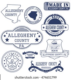 Allegheny county, Pennsylvania. Set of generic stamps and signs.