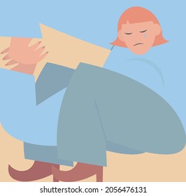 An allegory of the restrictions imposed by society. A woman is trapped in a cube. The inability to do what you want. The need to obey someone else's framework. Dependence on someone else's opinion