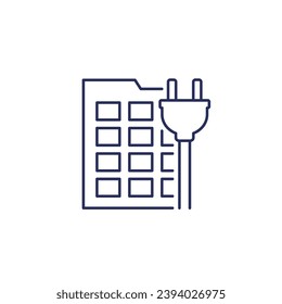 All-Electric buildings line icon on white