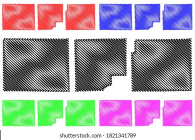 Allen, Bartholomew and Benton County, Indiana (U.S. county, United States of America, USA, U.S., US) map vector illustration, scribble sketch Allen, Bartholomew and Benton map