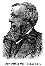 Allen G. Thurman, 1813-1895, he was a democratic representative, Ohio supreme court justice, and senator from Ohio, vintage line drawing or engraving illustration