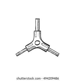 Allen key icon in doodle sketch lines. Sport transportation repair maintenance tool equipment triangle