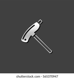 Allen key icon in metallic grey color style. Repair maintenance tool