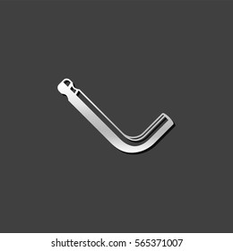 Allen key icon in metallic grey color style. Repair maintenance tool