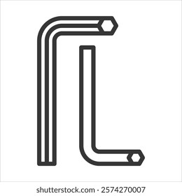 Allen Key Icon Vector Illustration Outline