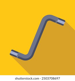 Allen key, also known as a hex key, is lying on a yellow background, casting a long shadow