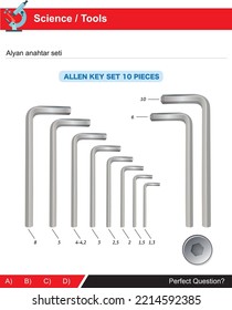 Allen key set for simple machines and tools